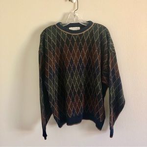 Vintage Crossings Diamond Pattern Crewneck Acrylic Sweater